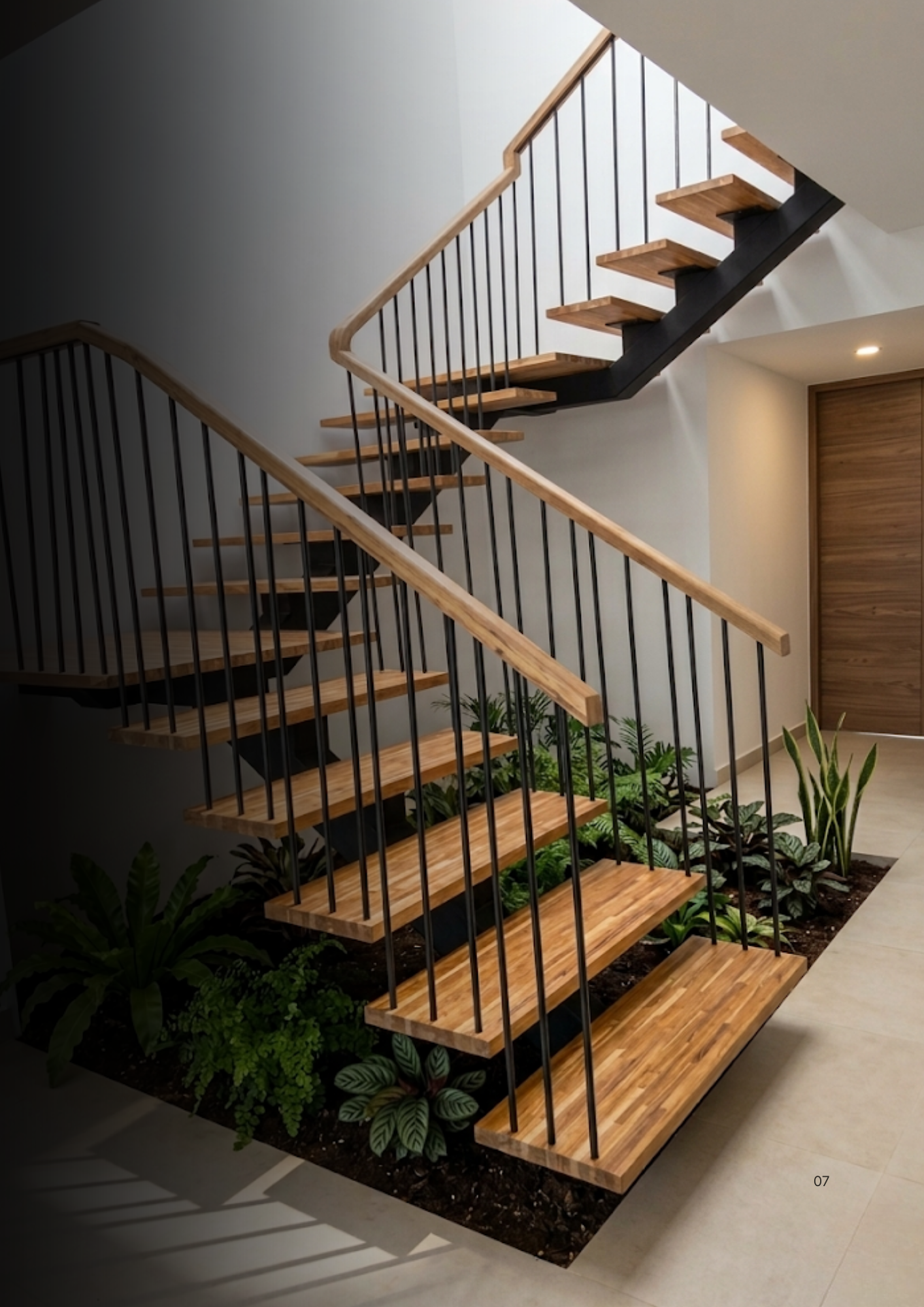 Escalera flotante en madera y acero — Modern Space