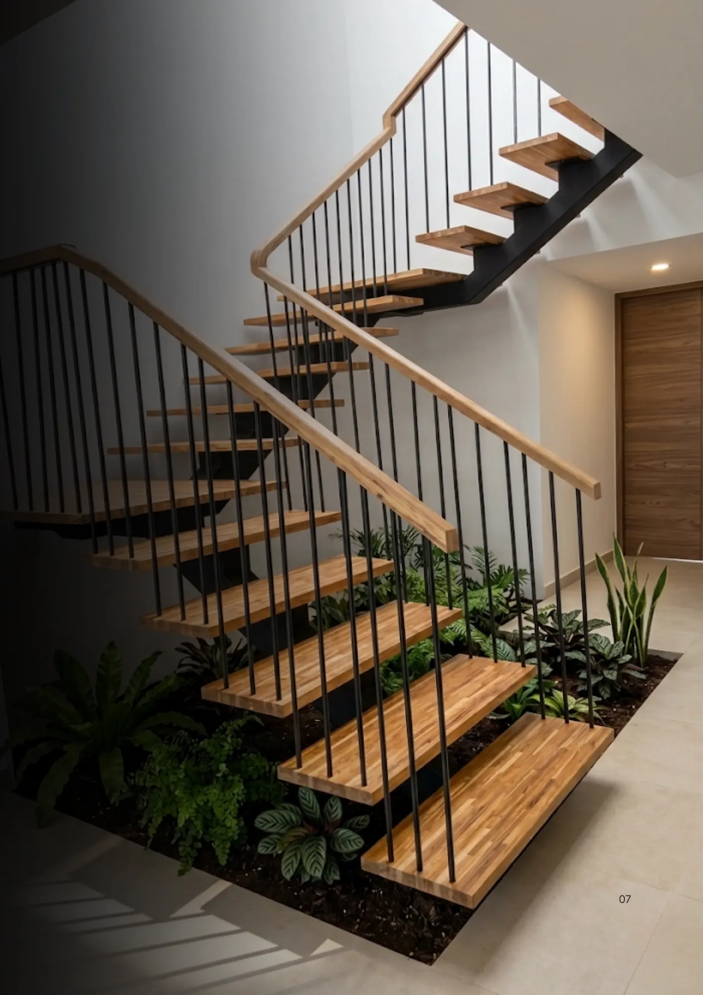 Escalera flotante en madera y acero — Modern Space